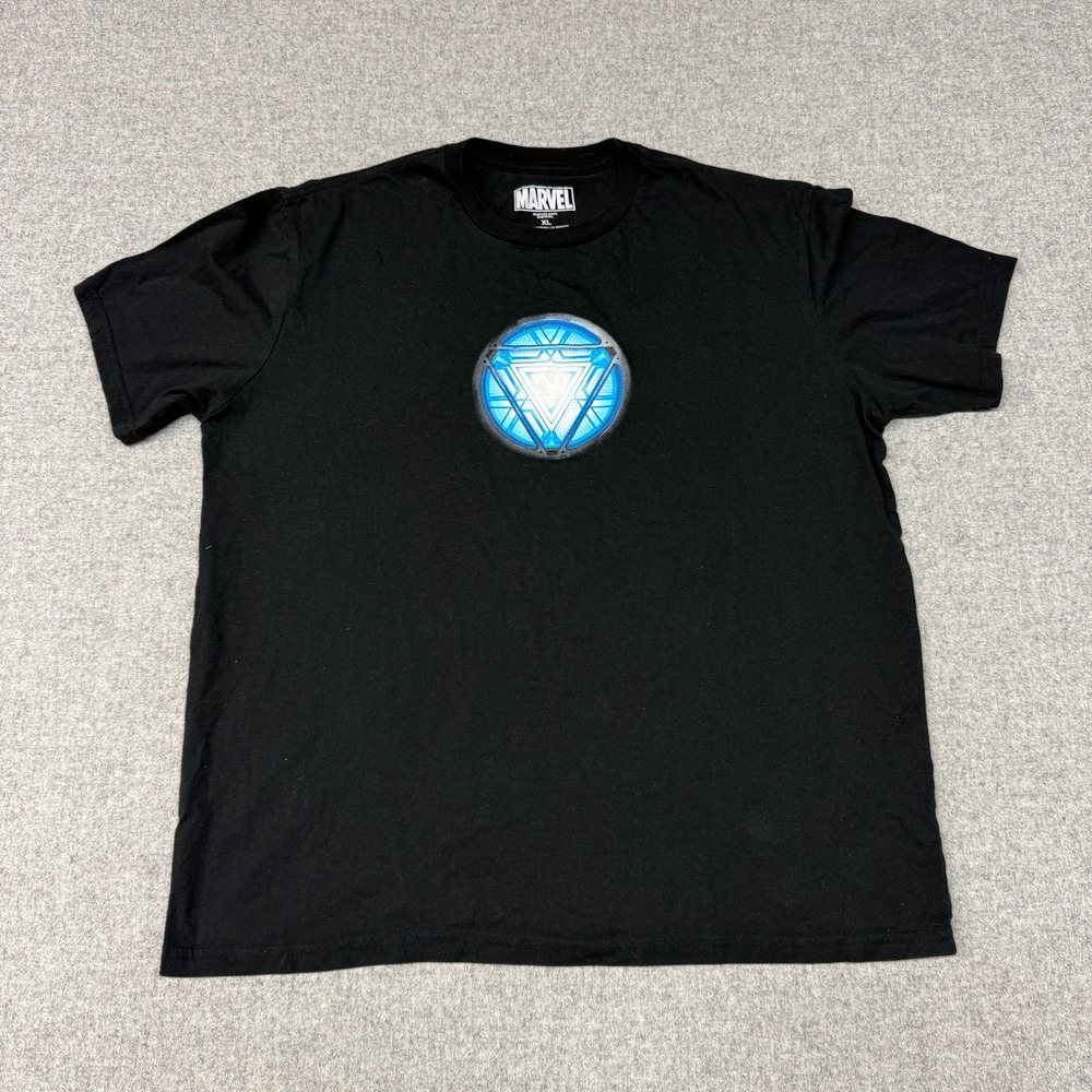 Marvel Iron Man Arc Reactor T-Shirt XL Black Graphic Short Sleeve Avengers Tee
